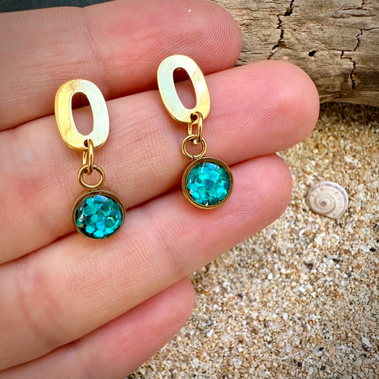 "Sea lights" ear studs, stainless steel