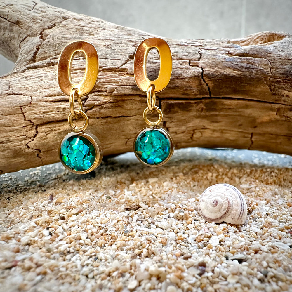 "Sea lights" ear studs, stainless steel