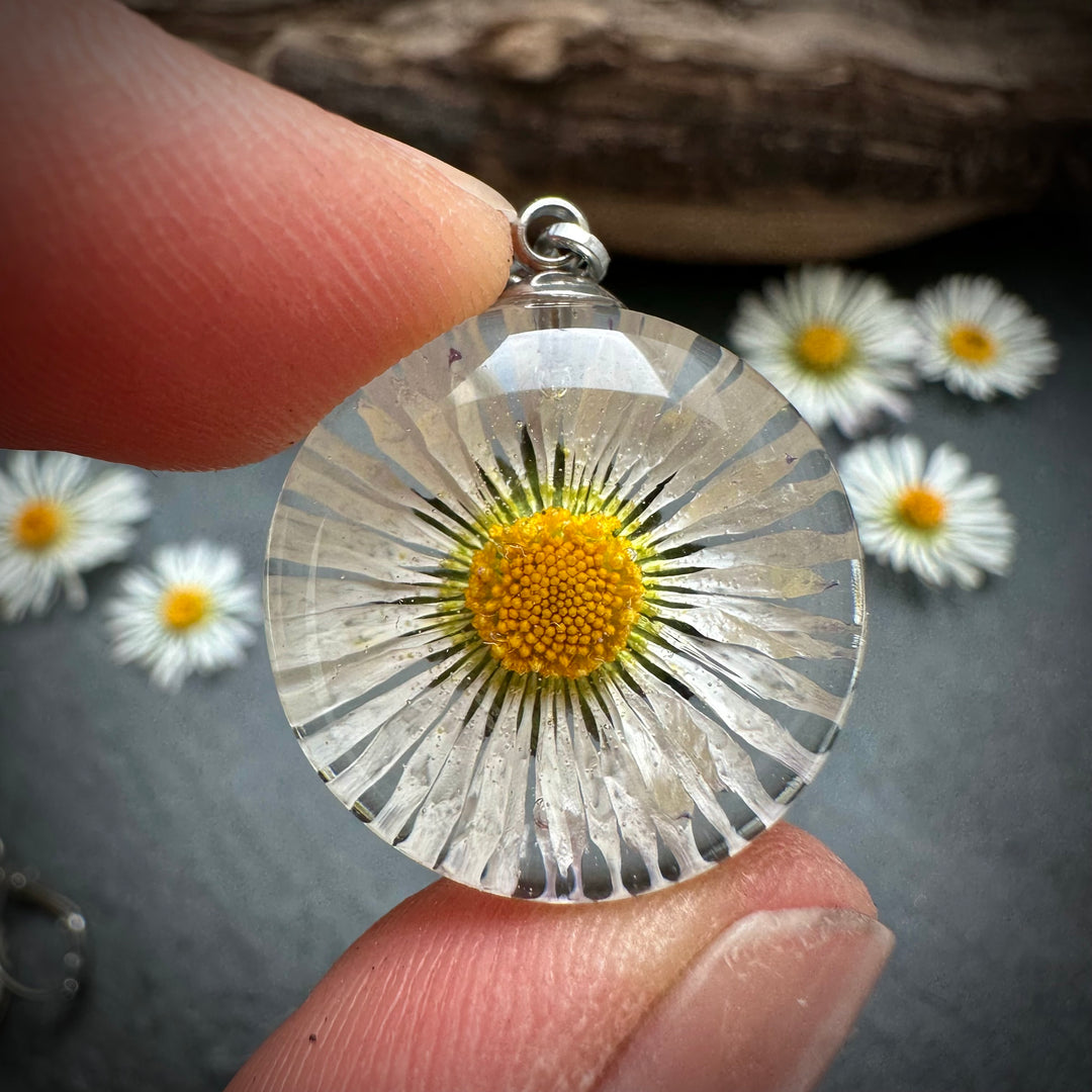 Halskette mit echtem Gänseblümchen