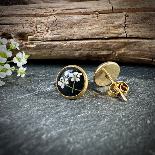 Schmuckset "wilde Möhre" schwarz gold, rund