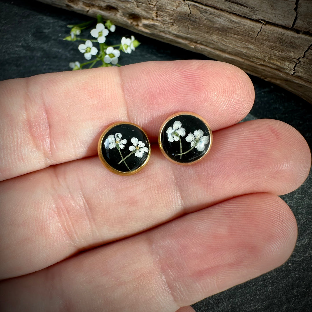 Schmuckset Tropfen "wilde Möhre", schwarz gold