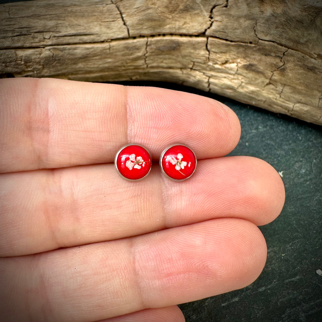 Ohrstecker "wilde Möhre" mini, rot
