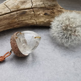 Dandelion filled acorn necklace with leather cord