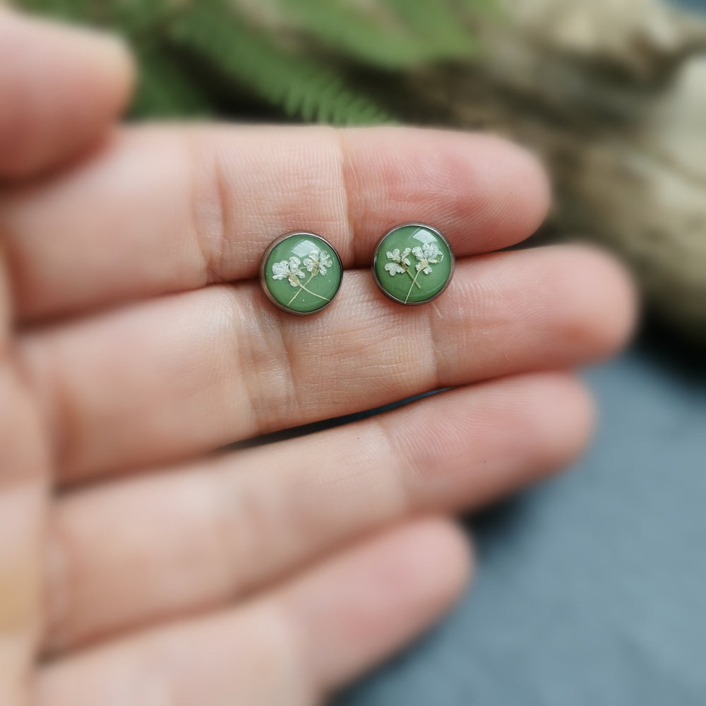 Ohrstecker "wilde  Möhre", grün