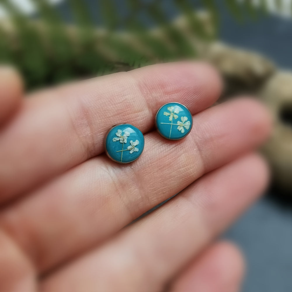 Ohrstecker "wilde Möhre", türkis